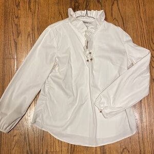 Elizabeth McKay white blouse with stand up collar